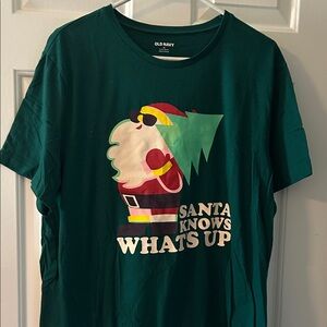 Old Navy Festive Green Santa Tee